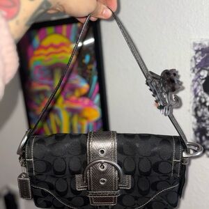 Black Coach C Canvas Snakeskin SoHo